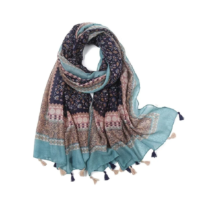 Women’s Floral Printed Scarf with Fringe